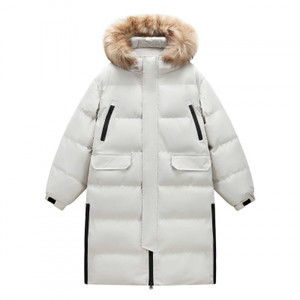 Color: White D017, Size: S - Women's Mid-length And Long Winter Coat With A Thickened Fur Collar Q119-CJPK263634707GT