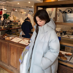 Color: Blue, Size: L - Women's Mid-length New Korean-style Loose Over-the-knee Padded Puffer Coat Q119-CJYD258811003CX