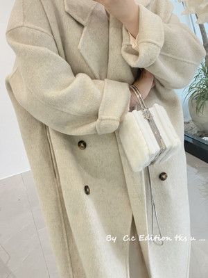 Color: Almond White, size: S - Baby Camel Velvet Double-sided Wool Almond White Coat Q119-CJQB192749802BY
