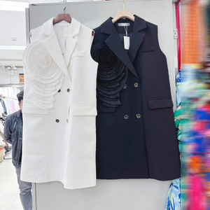 Fashionable Elegant Three-dimensional Flower Sleeveless Suit Jacket Vest Q119-CJYD2100675