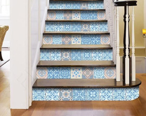 7" X 7" Ocean Blue Mosaic Peel And Stick Removable Tiles N270-390806