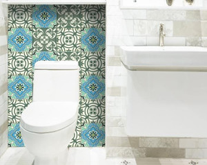 6" X 6" Sage And Aqua Floral Peel And Stick Removable Tiles N270-390885