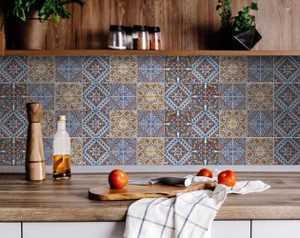 6" X 6" Blue Warm Tones Mosaic Peel and Stick Tiles N270-400257