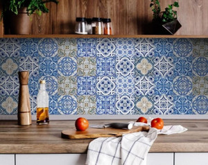 5" X 5" Blue Manna Peel And Stick Removable Tiles N270-400341