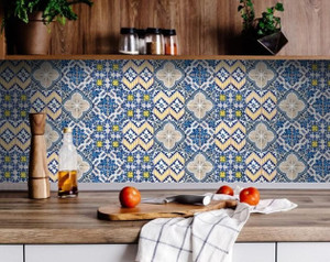 8" X 8" Blue Yellow Julia Peel and Stick Tiles N270-400274