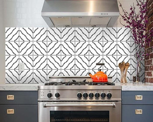 4" X 4" Black and White XL Prism Peel and Stick Removable Tiles N270-399915