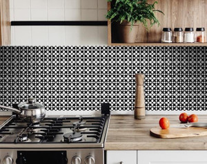 6" X 6" Black and White Medeci Peel and Stick Removable Tiles N270-399977