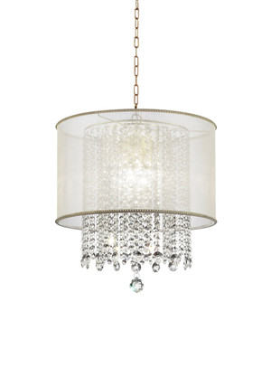 Primo Gold Finish Ceiling Lamp with Crystal Accents and White Shade N270-468878