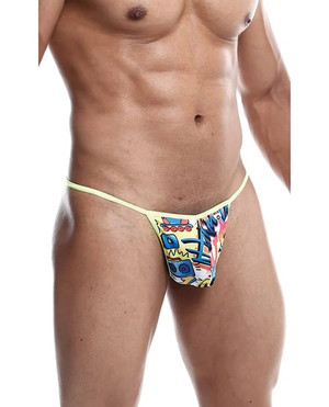 Male Basics Sinful Hipster Music T Thong G-String Blue Print XL X615-MBL62-YL-X0