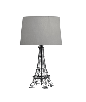 25" Black Acrylic Paris Desk Table Lamp With Gray Drum Shade N270-524643