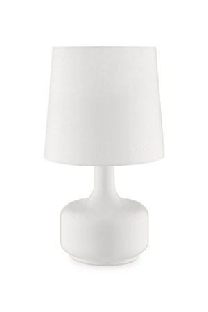 17" White Metal Bedside Table Lamp With Off-White Shade N270-468691