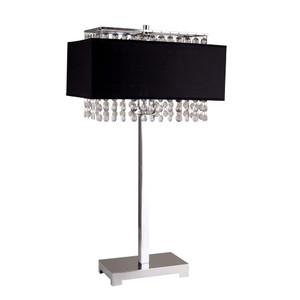 Bling Glam Black and Faux Crystal Rectangular Table Lamp N270-468419