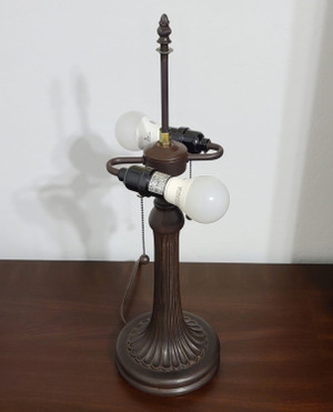 23" Dark Brown Metal Two Light Candlestick Table Lamp With White Shade N270-478167