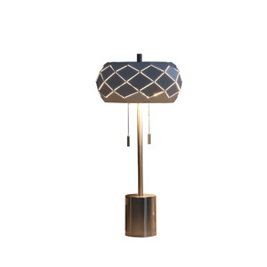 28" Silver Metal Table Lamp With Geometric Laser Cut Metal Shade N270-482668