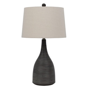 29" Black Ceramic Round Table Lamp With Beige Empire Shade N270-524746