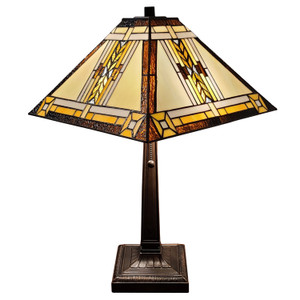 22" Dark Brown Metal Two Light Candlestick Table Lamp With Beige Shade N270-478121