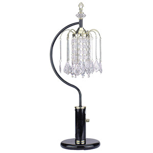 27" Black and Gold Metal Faux Crystal Chandelier Table Lamp N270-468574