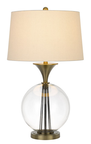 31" Bronze Metal Globe Table Lamp With White Empire Shade N270-524715