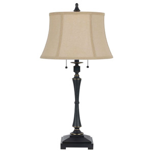 31" Black Metal Two Light Candlestick Table Lamp With Beige Empire Shade N270-524692
