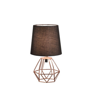 11" Copper Bedside Table Lamp With Black Empire Shade N270-468611