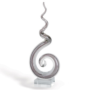 20" Clear and Brown Murano Glass Modern Abstract Tabletop Sculpture N270-375760