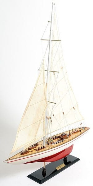 32" Red and White Endeavour Yacht Painted Boat Hand Painted Decorative Boat N270-402003