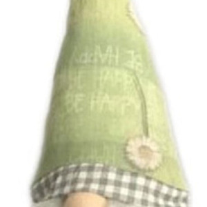 30" Green and White Fabric Sitting Gnome N270-493009