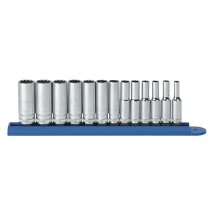 GearWrench 13 Piece 1/4 Inch Drive 12 Point Deep Metric Socket Set T398-KDT80308