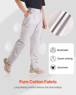 FR Pants for Men, 9 oz 100% Cotton, Flame-Resistant Cargo Pants with Multi-Pockets and Elastic Wais E415-HJZRKZCMHSMM3TPT8001V0