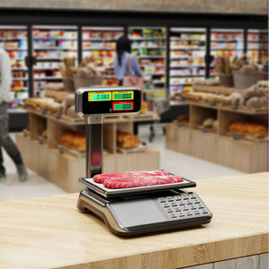 88lb Price Computing Scale with Pole Dual LCD Display Digital Commercial Food Scale B593-ES10556US