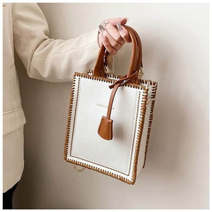 American Popular Stitching Square Design Women Wholesale Handbag - White A392-fhbg0301