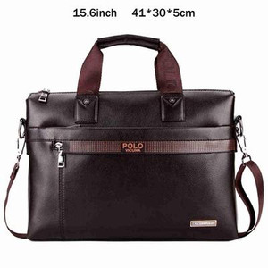 Color: Brown, Size: 15.6inch - VICUNA POLO Business Solid Color Men Briefcases Luxury Brand Q119-CJBHNSNS04459-Brown-15.6inch