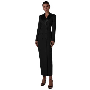Color: black, Size: M - Women's Suit Long Jacket One Piece Blazer Double Breasted Formal Tuxedo Par F640-12000028776864481