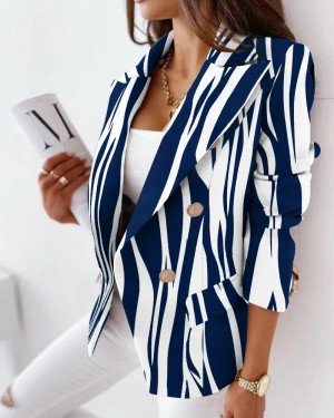 Color: Yellow, Size: M - 2022 Autumn and Winter Ruffled Long-sleeved Zipper Print Small Suit Jacket F640-12000044114736033