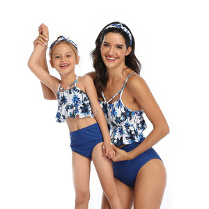 Color: Blue, Size: Child 104 - Parent-child swimsuit bikini Q119-CJNSSYTZ01297-Blue-Child 104