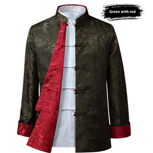Color: Green And Red, Size: M - Men's Tang Suit Spring And Autumn Thin Coat Double-sided Wear Q119-CJYD203170644RI