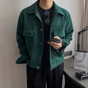Suede Short Jacket Men's Loose Lapels Coat Q119-CJXZ2027534