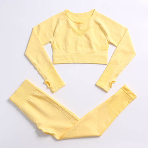 Color: Yellow, style: Pants top-S, Size:  - Autumn And Winter Sports Fitness Clothing Spot Yoga Clo Q119-CJTZ117894722VE