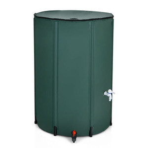 100 Gallon Portable Rain Barrel Water Collector Tank with Spigot Filter - Color: Green D681-OP70945