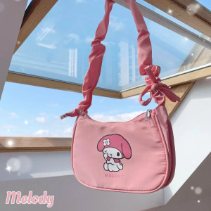 Color: Beige, Size: Extra Large - Sanrio Hellokitty Kuromi Cinnamorol Mymelody Pochacco Armpit Bag  F640-12000040306324546