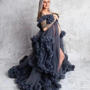 Color: Gold, Maternity Size: XL, Ships From: CHINA - Tulle Long Maternity Dress Photoshoot  ?»?°?‚? F640-12000032748414455