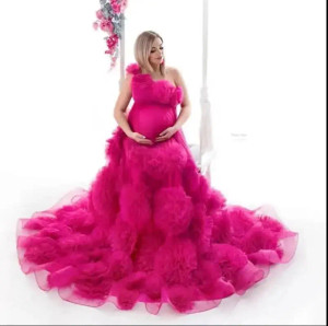 Color: Yellow, Maternity Size: XL, Ships From: CHINA - Tulle Long Maternity Dress Photoshoot  ?»?°? F640-12000032748414444