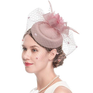 Color: Black - Fascinator Hats for Women 20s 50s Vintage Pillbox Hat Kentucky Derby Fascinators Flo F640-12000038549739175
