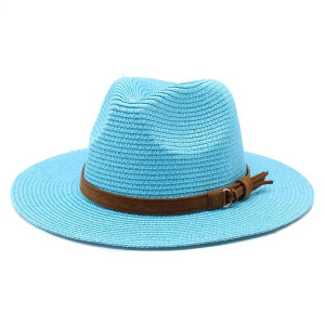 Color: Dark Grey, Size: M - New Big Size 59-60CM Panama Hat Summer Sun Hats for Women Man Outdoor B F640-12000031361717913