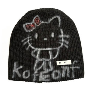 Color: Black - Niche Designer Street Fashion Hats Hand-painted Cartoon Hats Brand Trend Designer Ha Y829-1432587874364772400