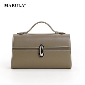 Color: Brown - MABULA Genuine Leather Top Handle Satchel Purse for Women 2023 Brand Designer Luxury F640-12000031692524756