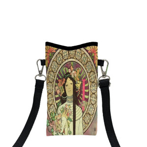 Color: Brown, Size: Extra Large - Alphonse Mucha Crossbody BagPrint Phone Wallet with Adjustable Sh F640-12000049148597733