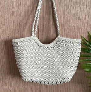 Color: Blue, Size: Extra Large - Hand Knitted Designer Genuine Leather Elegant ?‹Handle Female Tote F640-12000022955409975