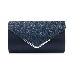 Color: DEEP BLUE - Glitter Bling,Shiny Elegant And Fashionable Envelope Clutch Bag, Party Wedding H F640-12000039128445041