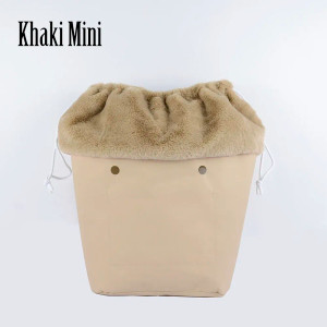 Color: Light Grey - 2025 Winter O Bag Large Capacity Classic Mini Plush Fur Furry Organizer Top Dra F640-12000039445396140